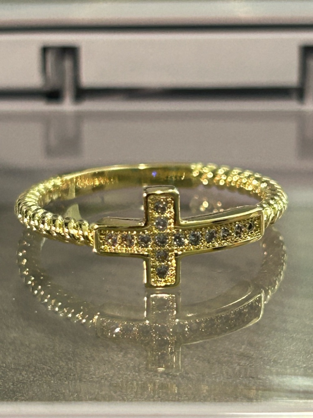 Gold Cross Ring|Size 6.75|18K Gold Filled|AAA CZ|Dainty Faith Ring|NWOT